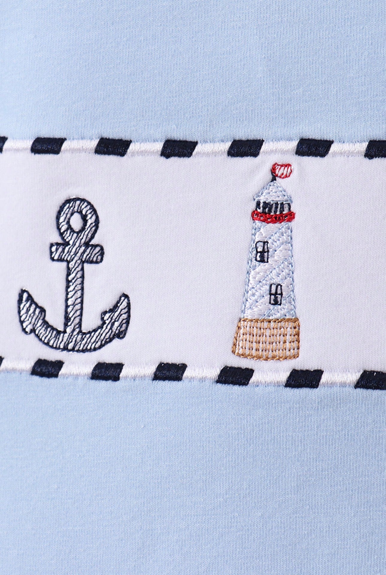 Blue Sailboat Embroidered Gingham Short Set