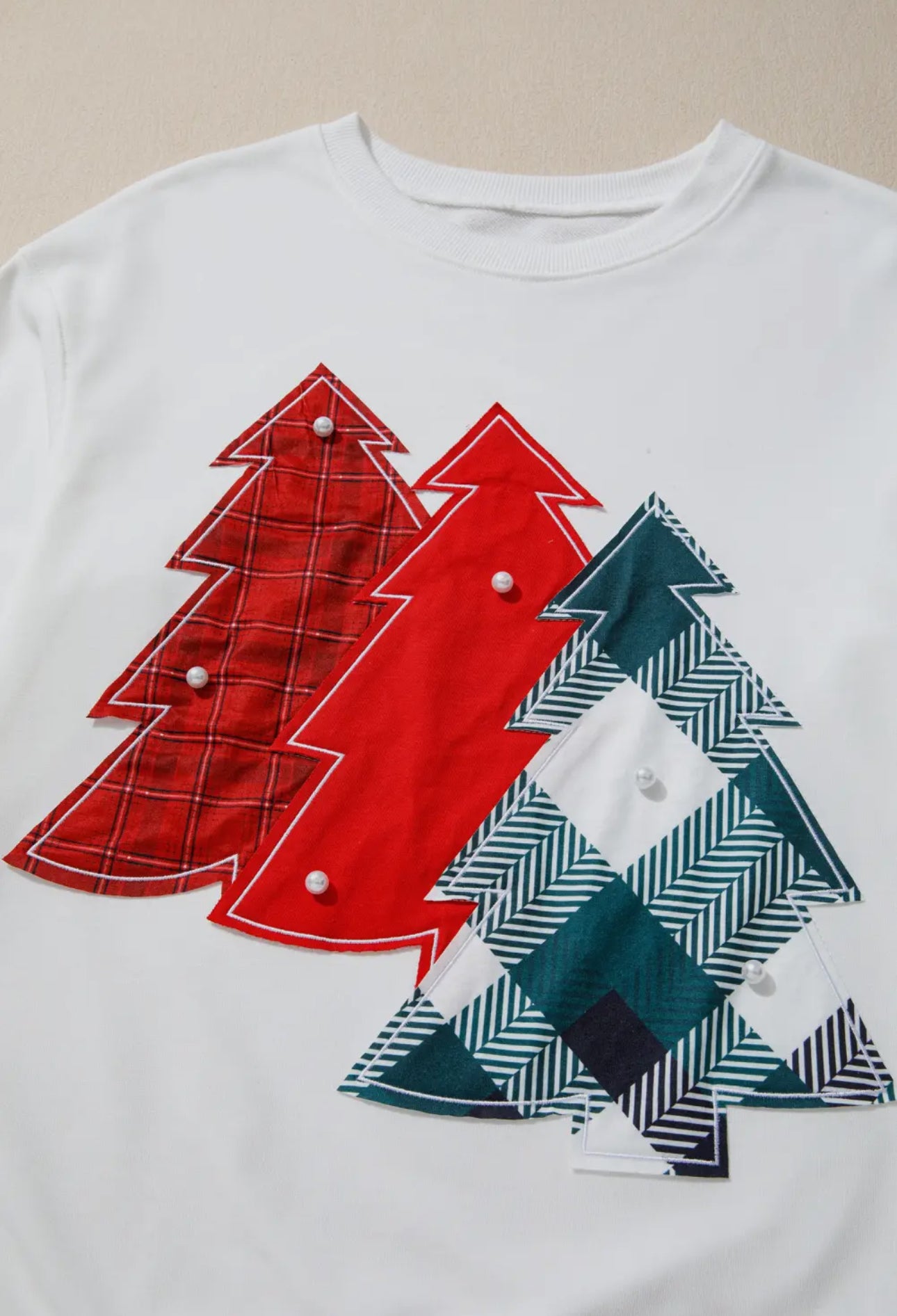 Pearl Plaid Patchwork Christmas Sweatshirt