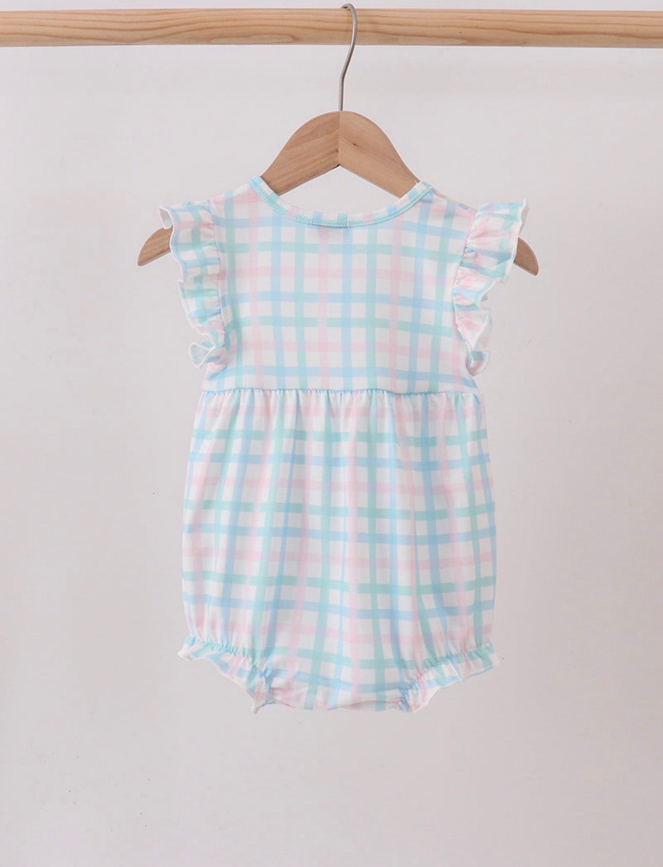 Blue Plaid Ruffle Bubble
