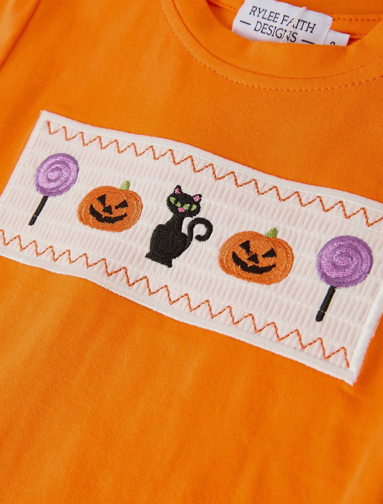 Halloween Purple Balloon Pumpkin Cat Smocked Embroidery Set