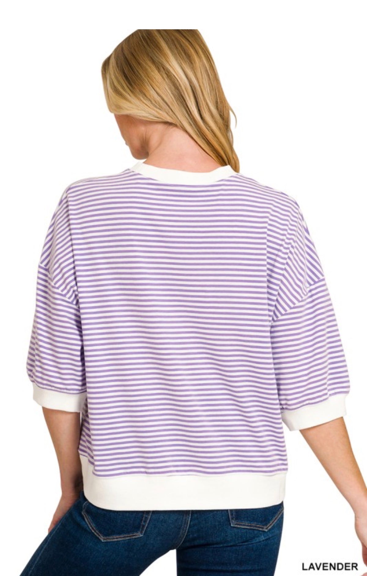 Zenana Striped Contrast Trim Banded Top