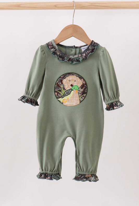 Camouflage Dog Hunting Romper w/Ruffle