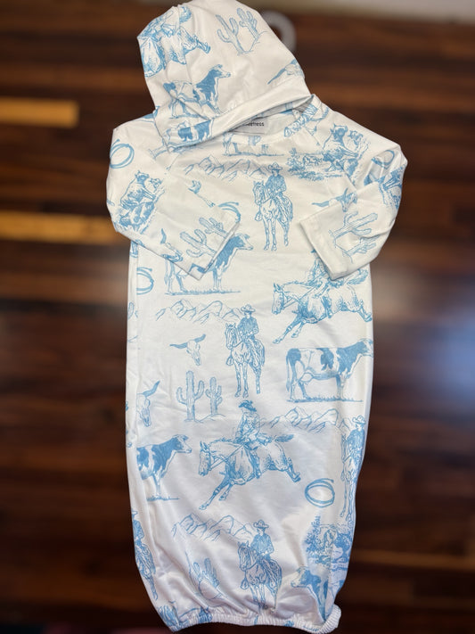 Cowboy Baby Gown and Hat Set