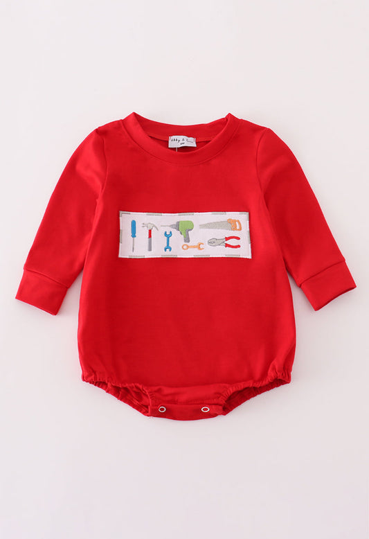 Red Toolbox Embroidered Romper