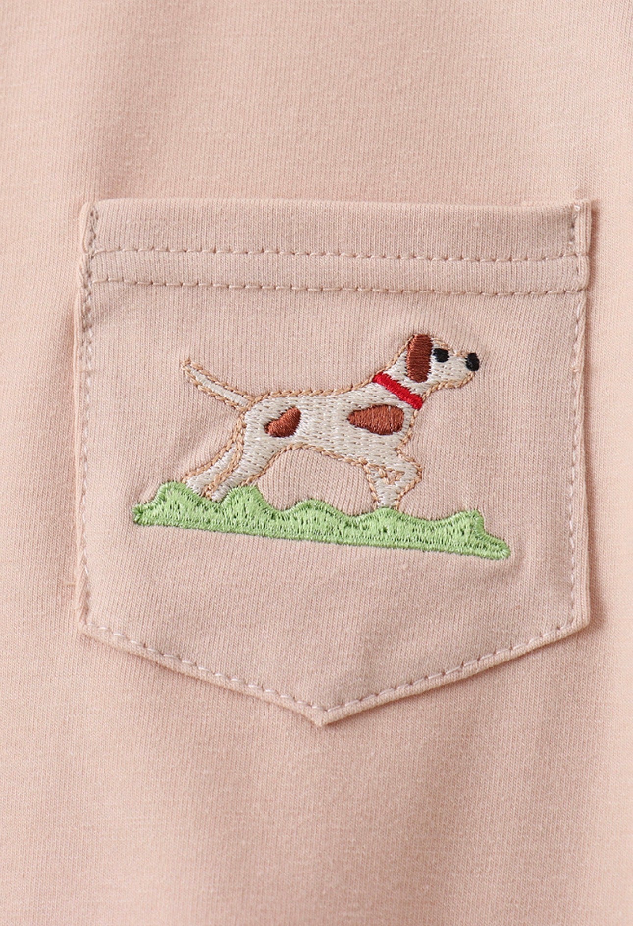 Khaki Puppy Embroidered Short Set