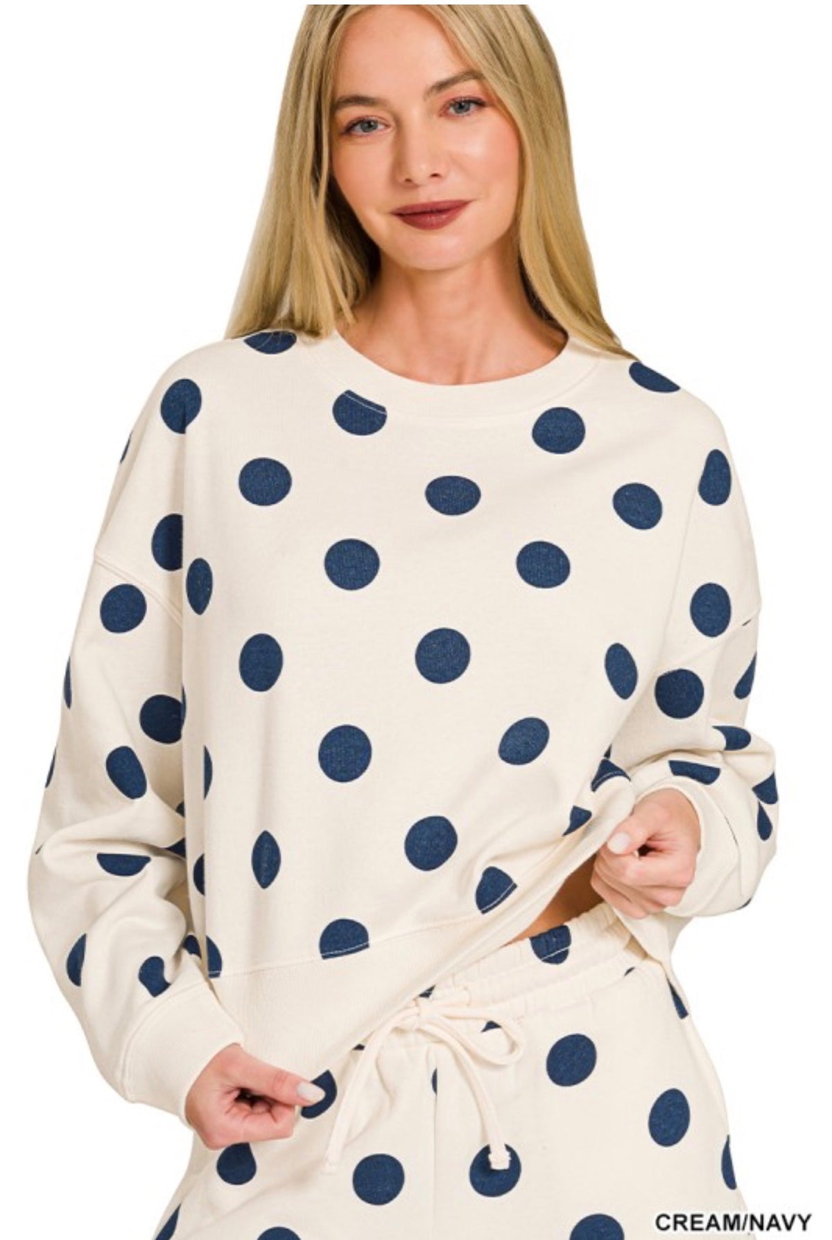 Zenana Fleece Polka Dot Short Set