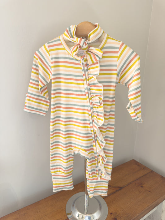 Stripe Infant Romper and Headband Set