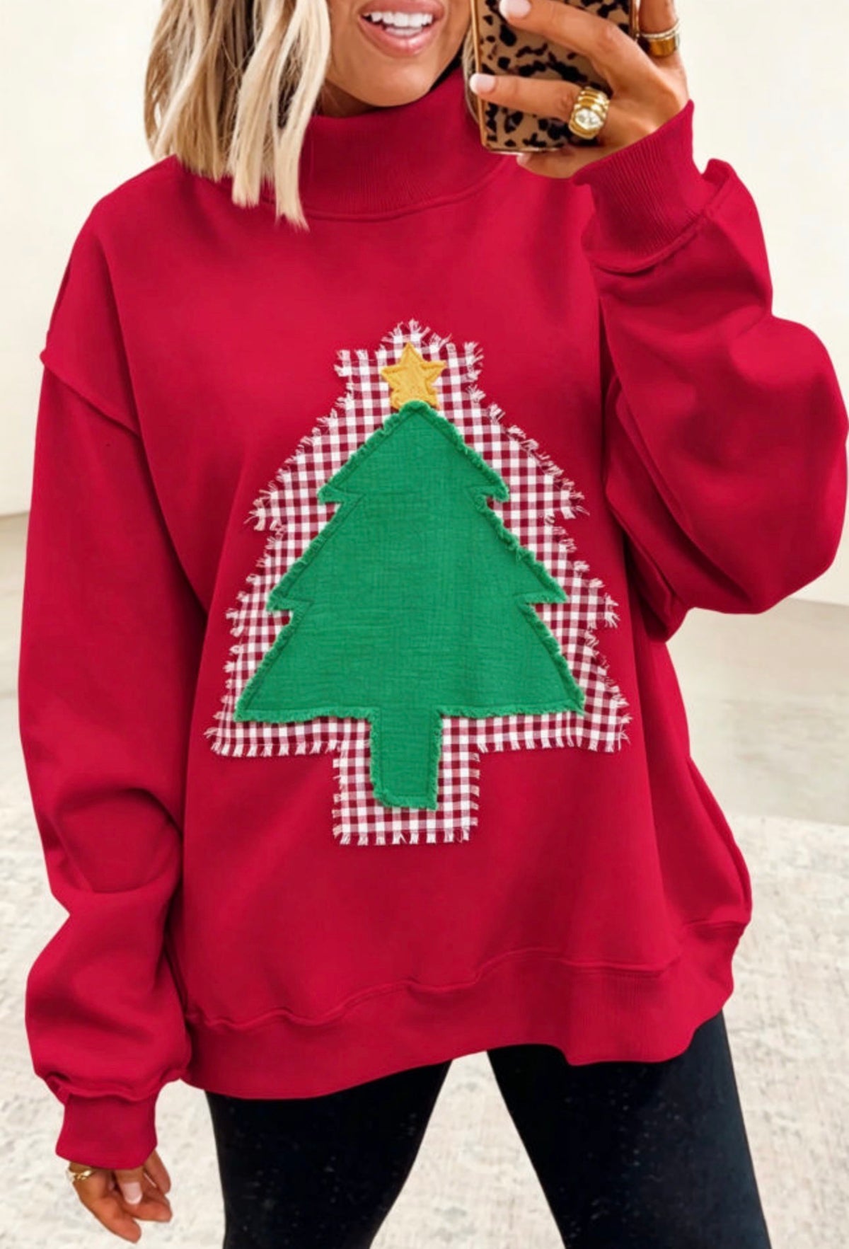 Fiery Red Christmas Tree Sweatshirt