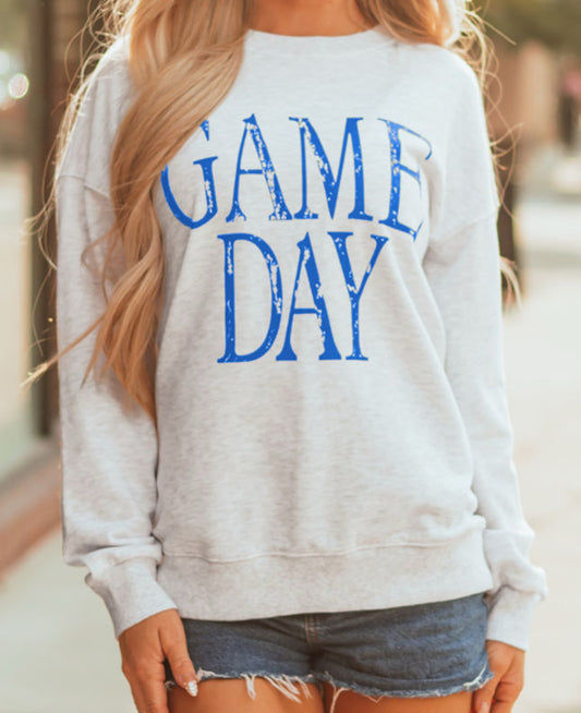 Blue Vintage Washed Game Day Baggy Sweatshirt