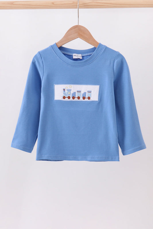Blue Train Smocked Top
