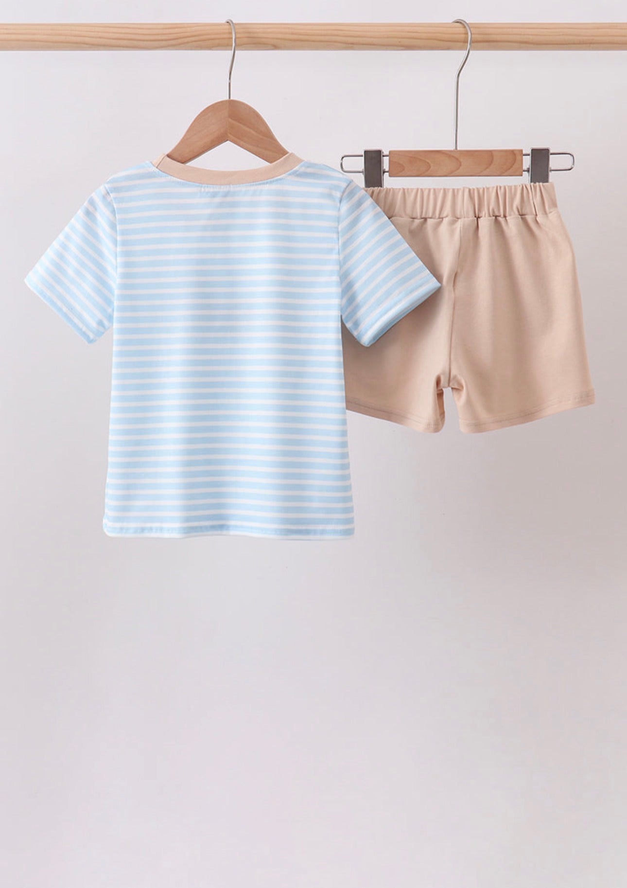 Blue Puppy Ball Embroidered Short Set