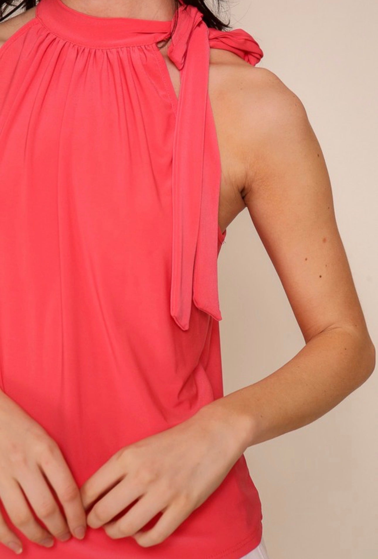 Neck Tie Sleeveless Spring Top