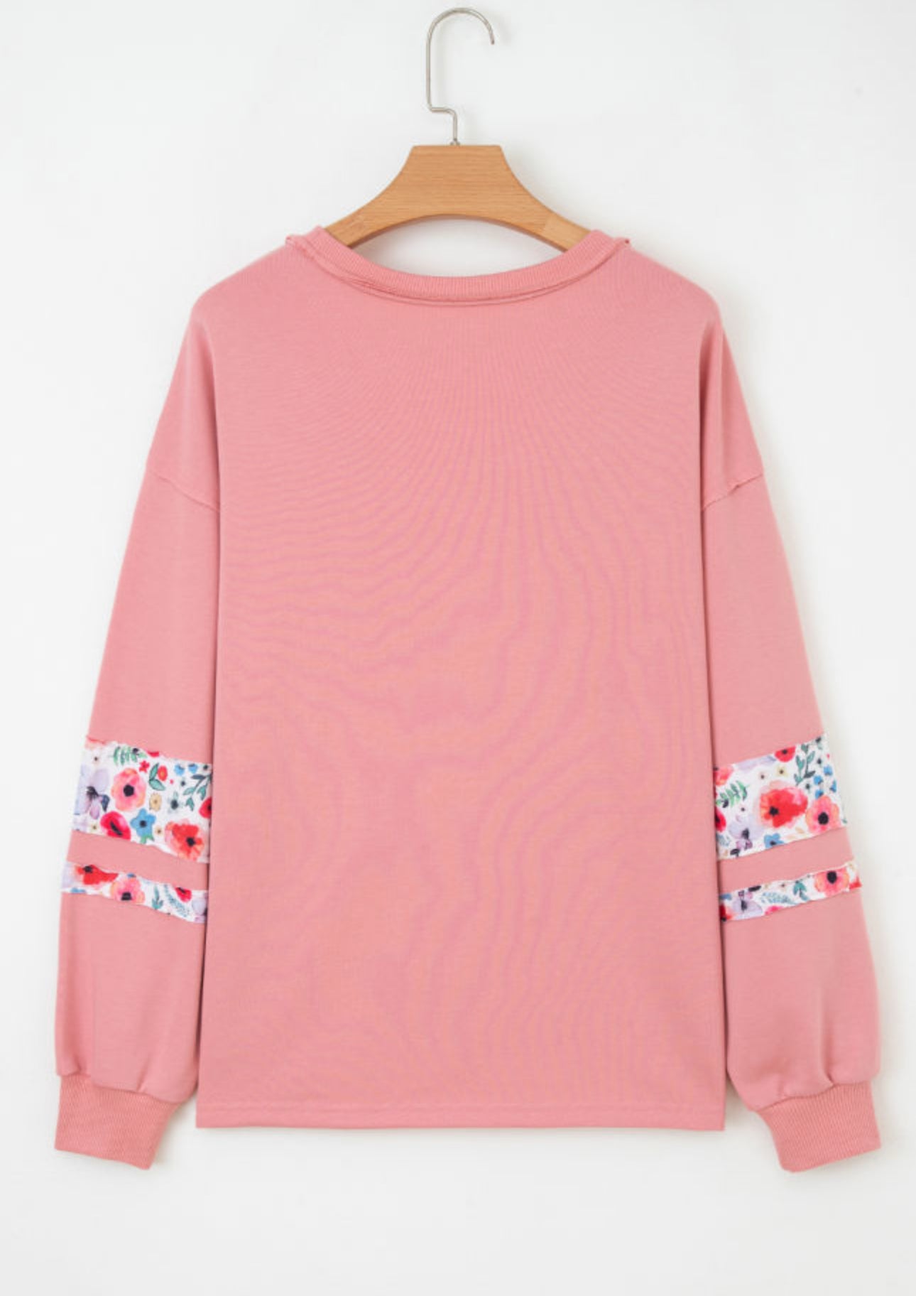 Peach Blossom Floral Appliqué Baggy Pullover Sweatshirt