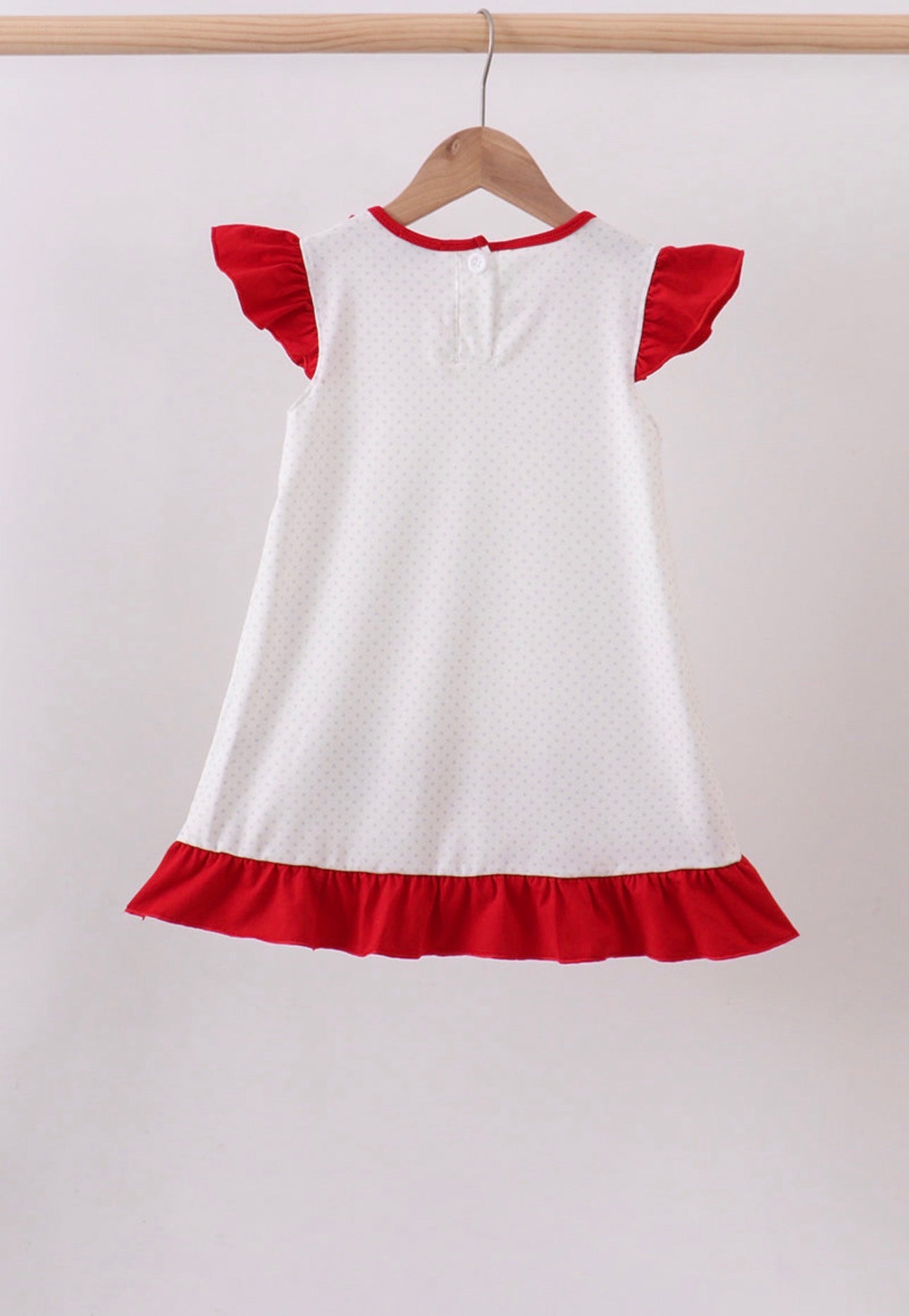 Red Star Appliqué Ruffle Dress