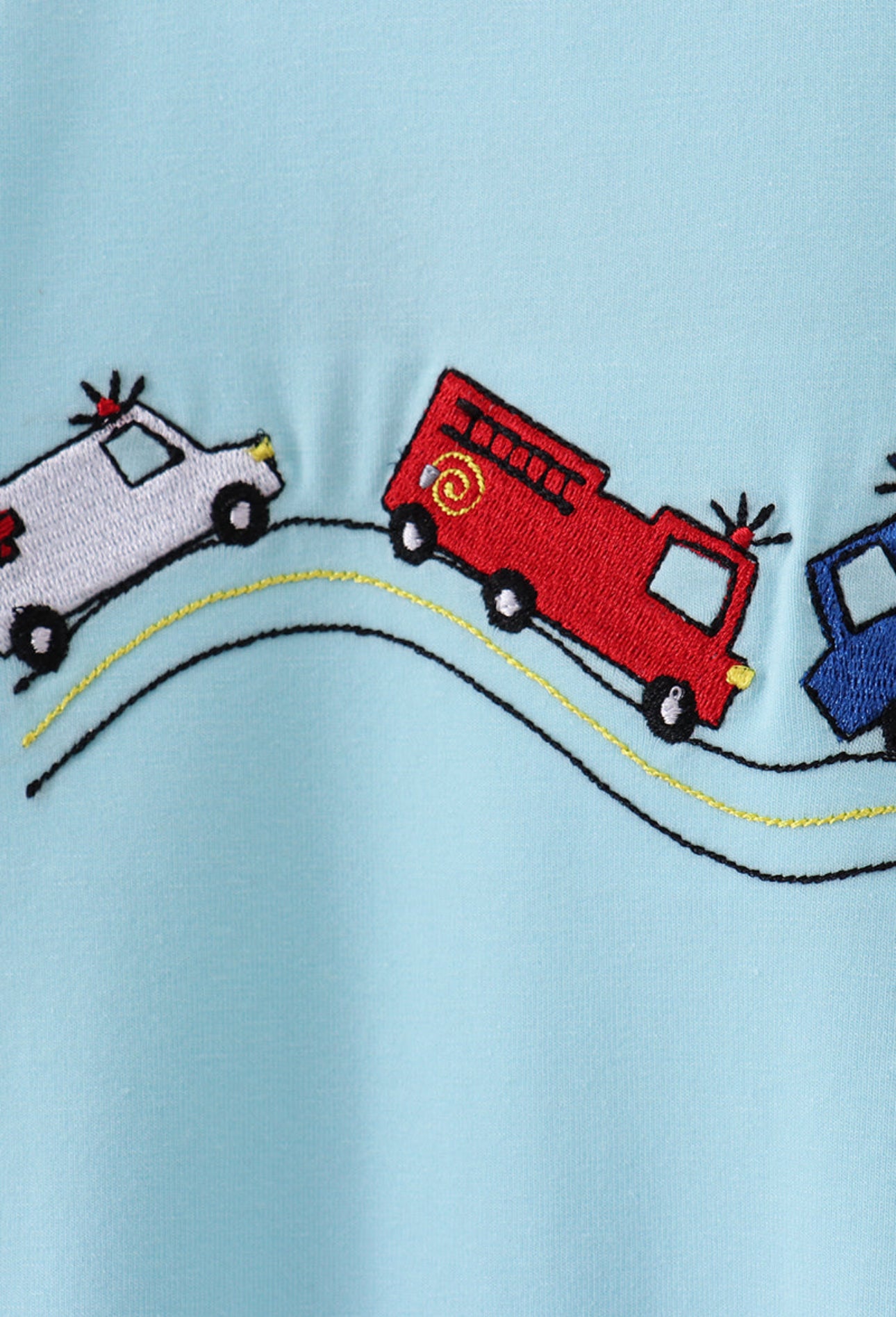 Blue First Responders Vehicle Embroidered Romper