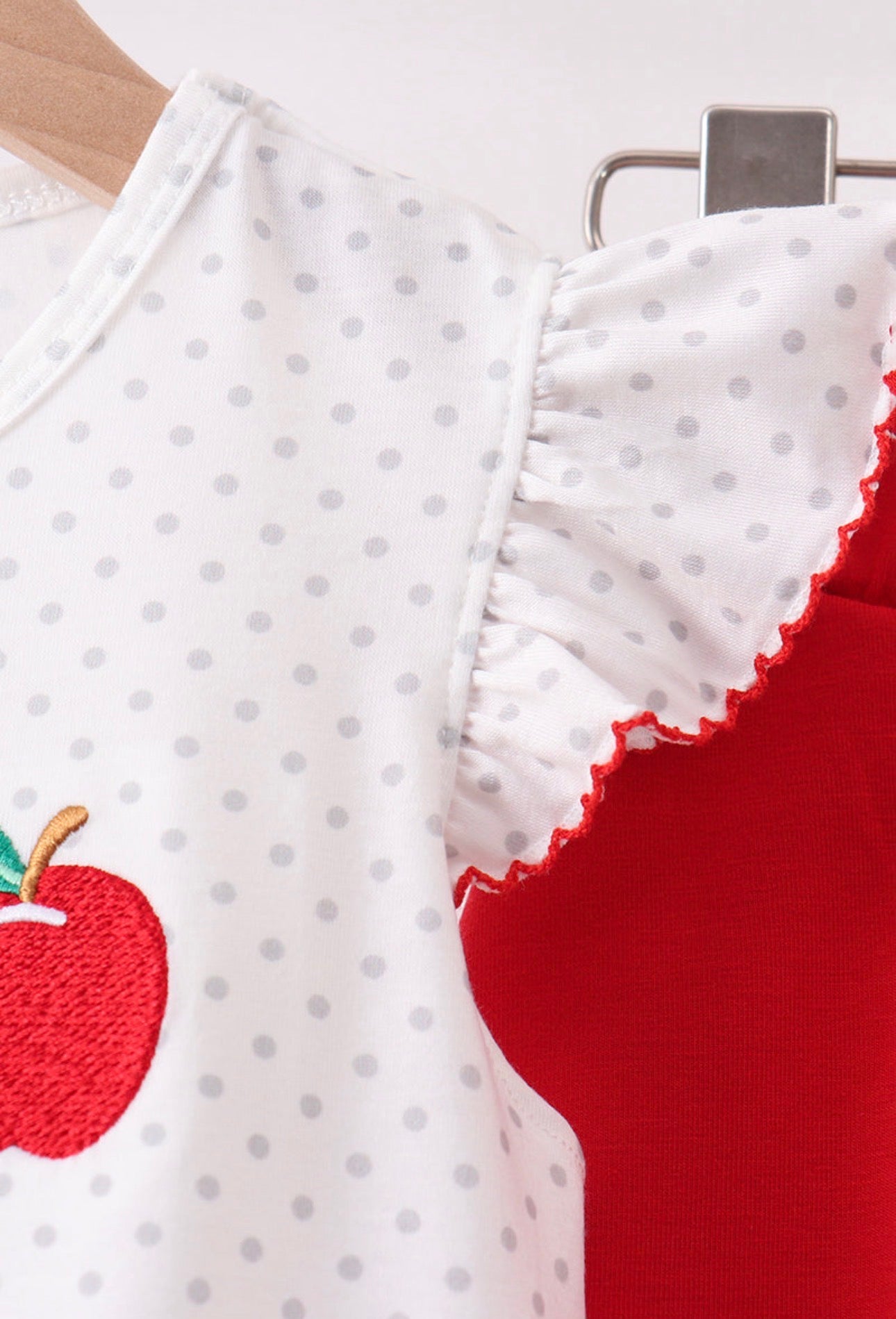 Red Apple Embroidered Skort Set
