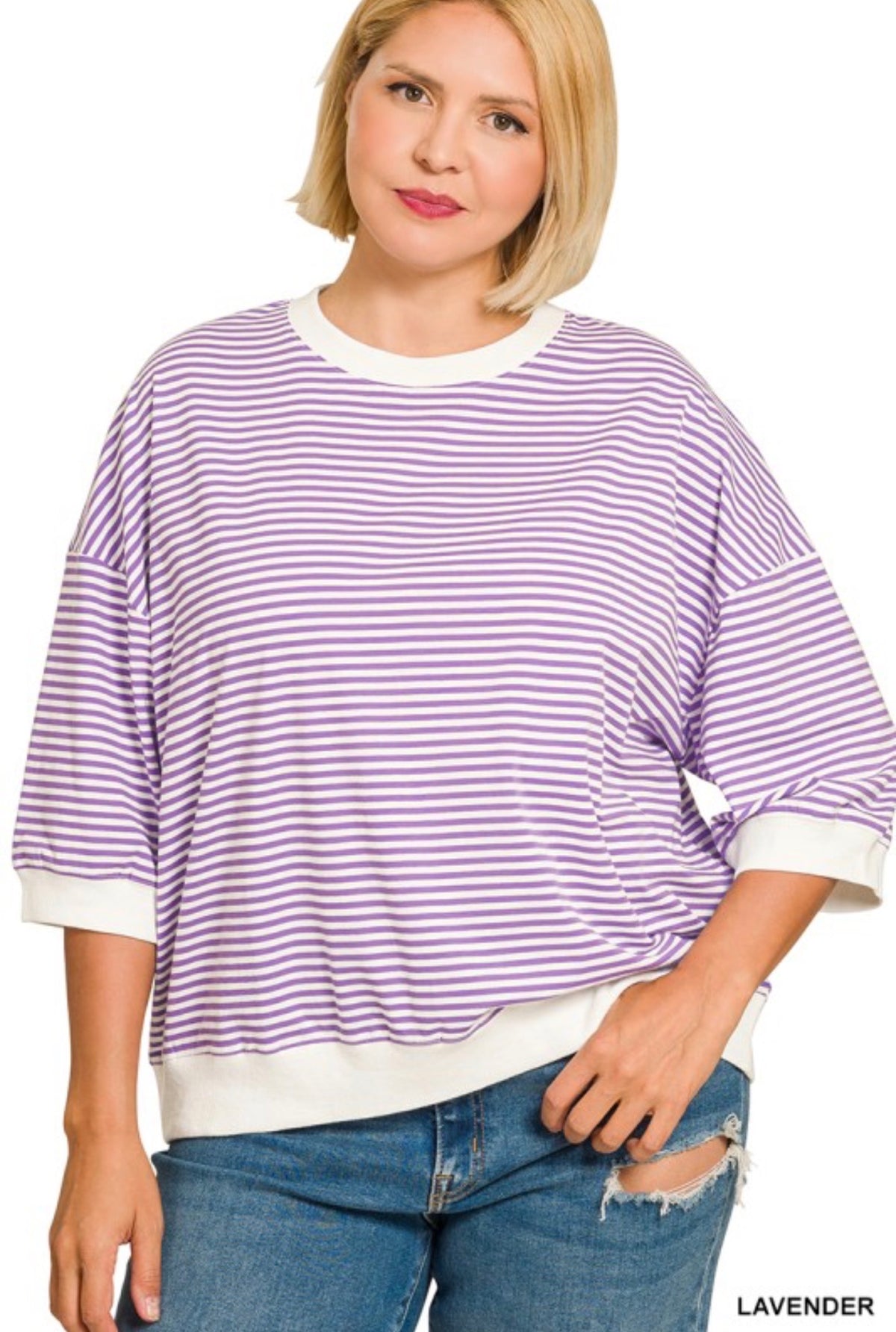 Zenana Striped Contrast Trim Banded Top