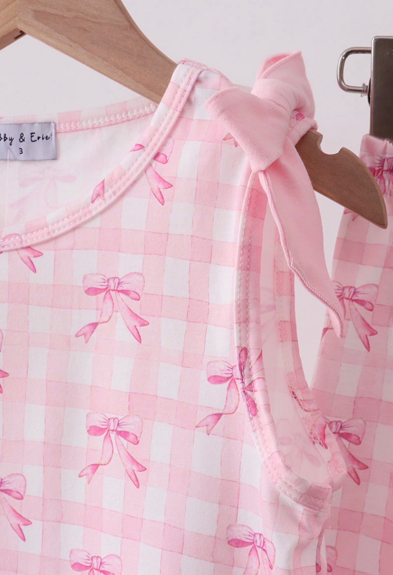 Pink Bow Print Scalloped Bloomer Set
