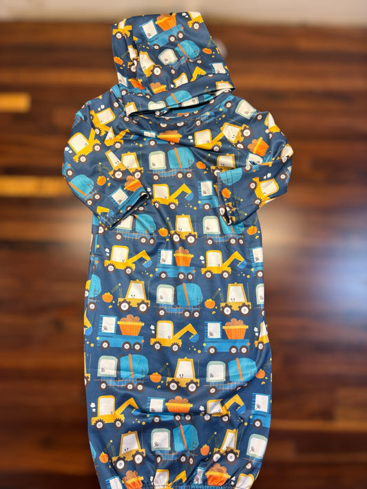 Truck Baby Gown and Hat Set