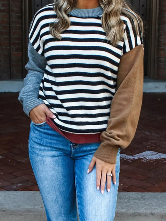 Color Block Striped Sweater