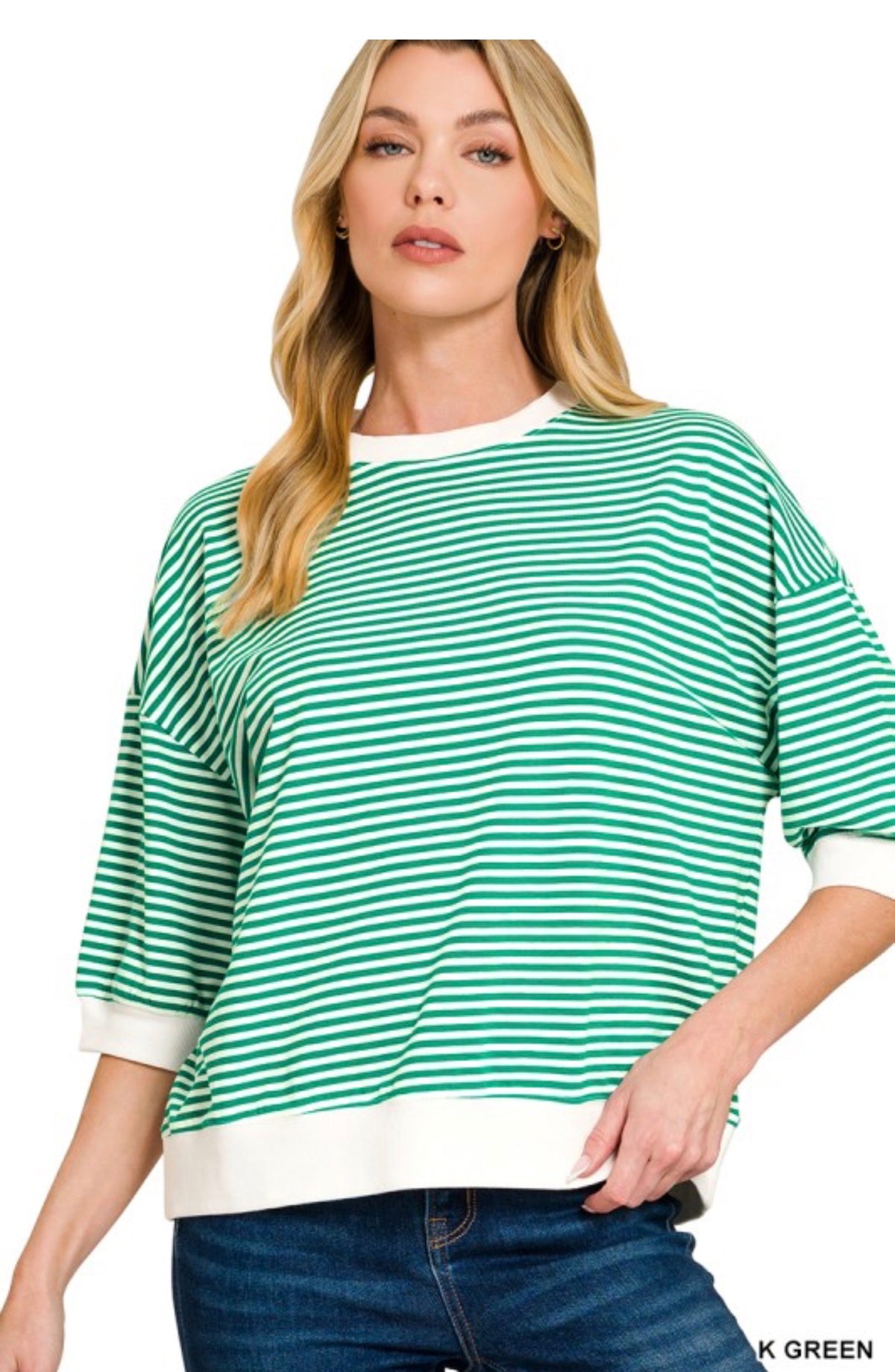 Zenana Striped Contrast Trim Banded Top