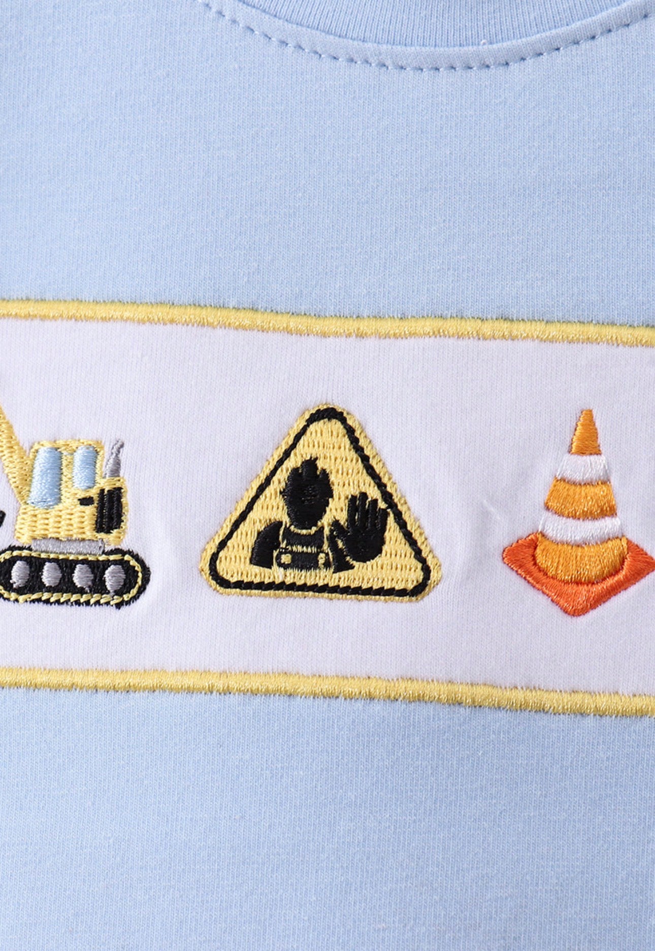 Blue Engineering Vehicle Embroidered Top