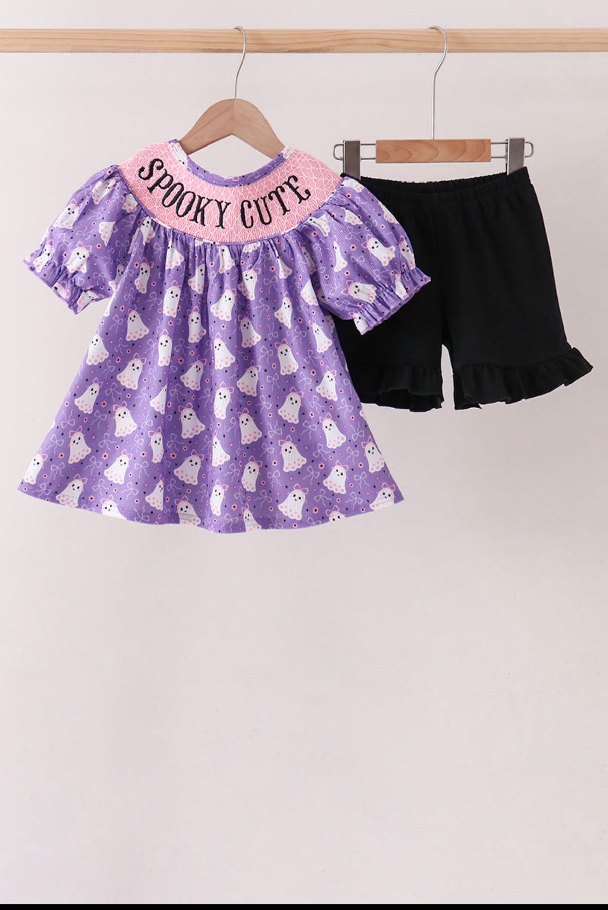 Purple Spooky Smocked Ruffle Set