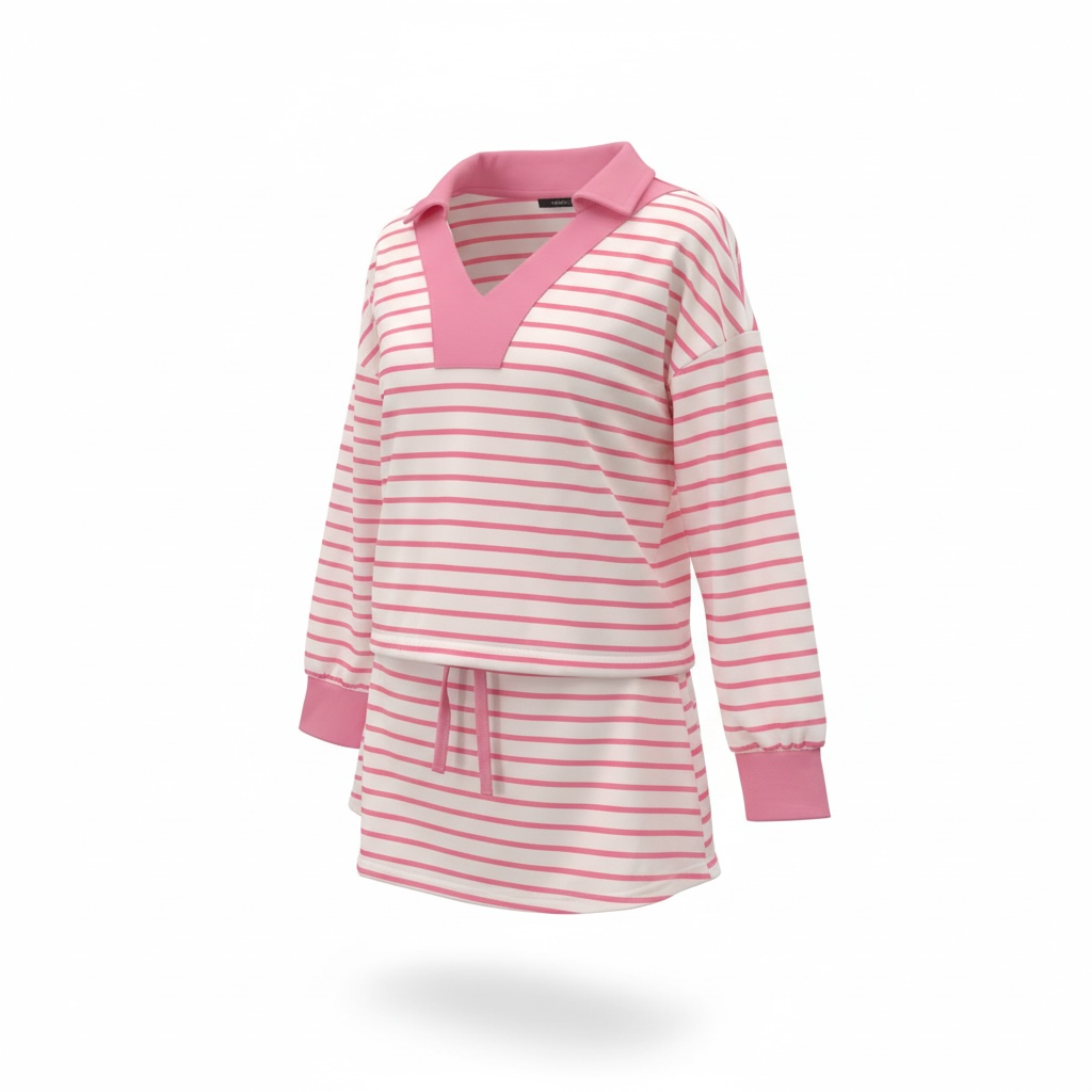 Girls Pink Striped Skort Outfit