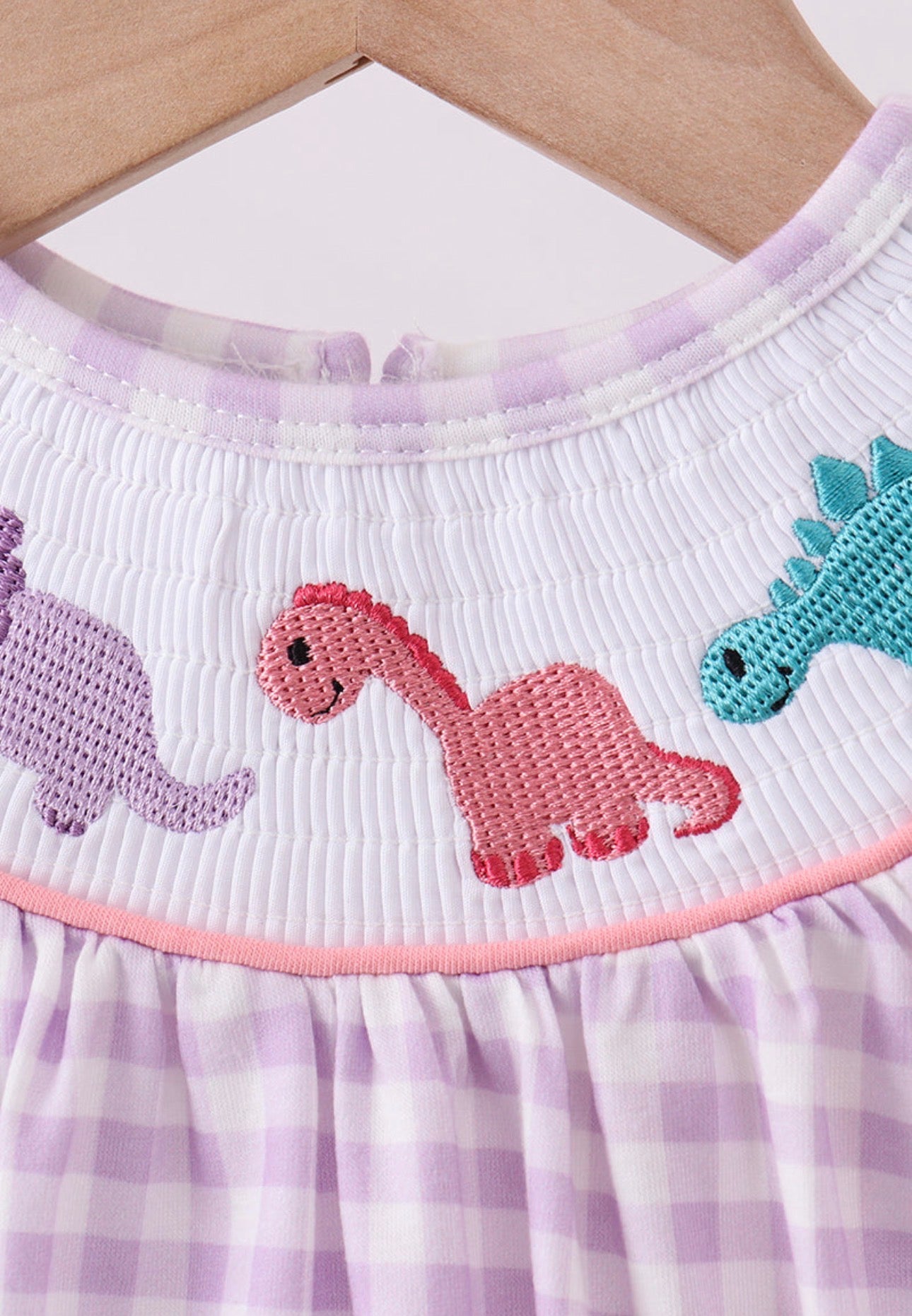 Purple Dino Smocked Bubble