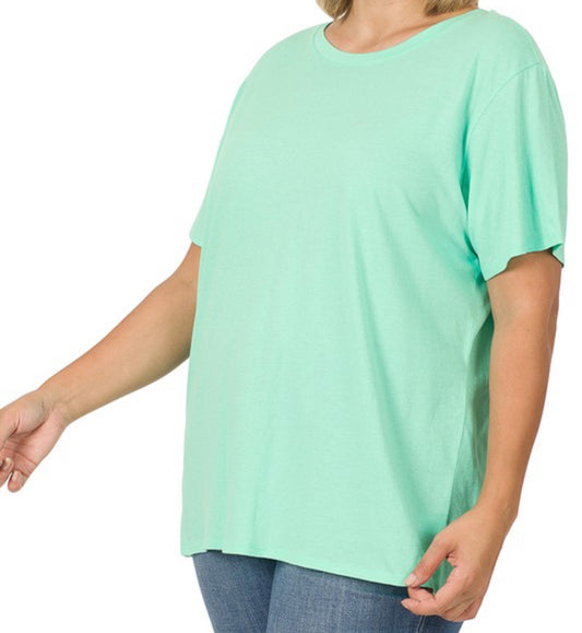 Zenana Plus Boyfriend Cotton Round Neck Tee