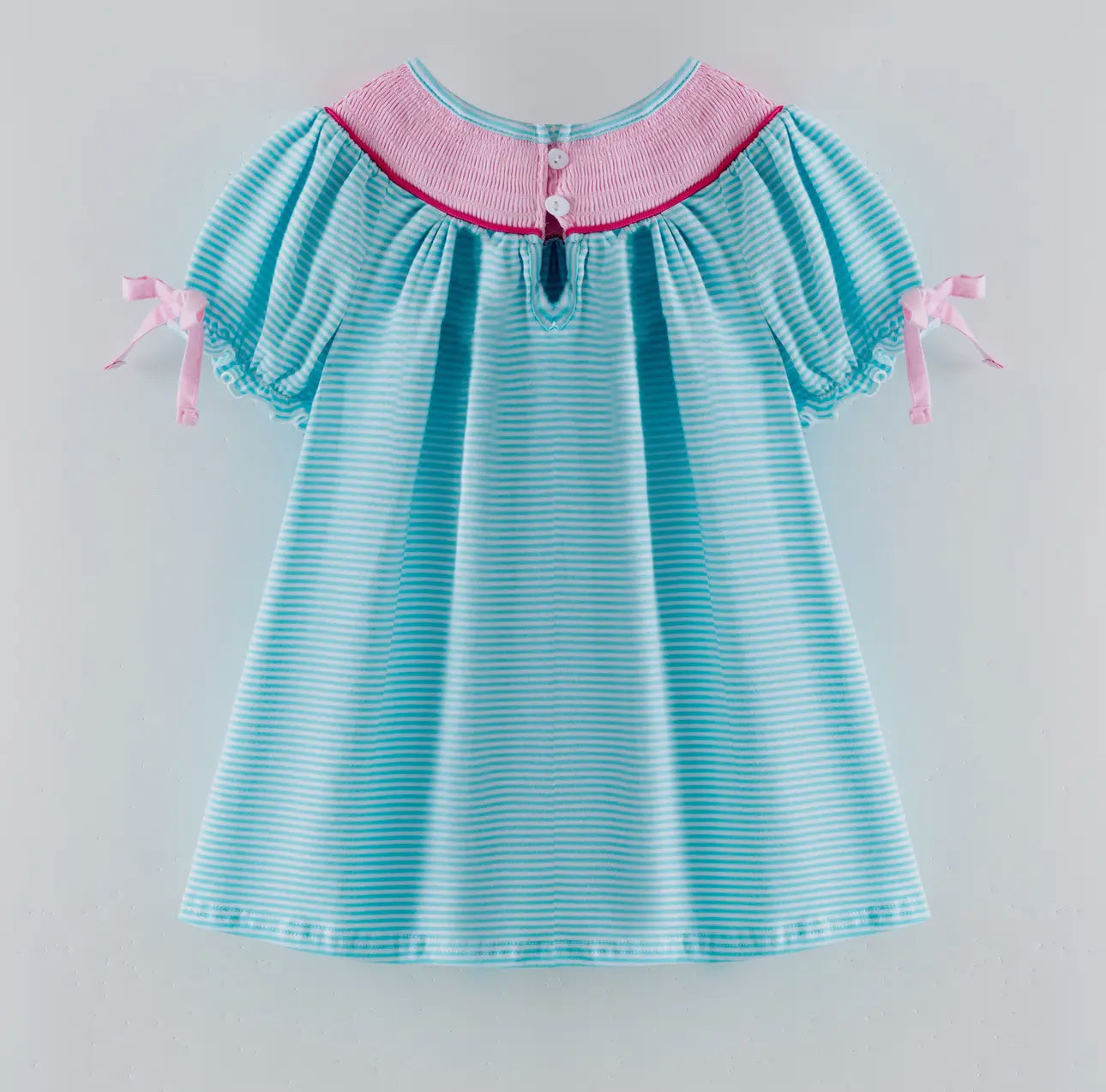 Girls Classic Smocked Embroidered Bow Dress