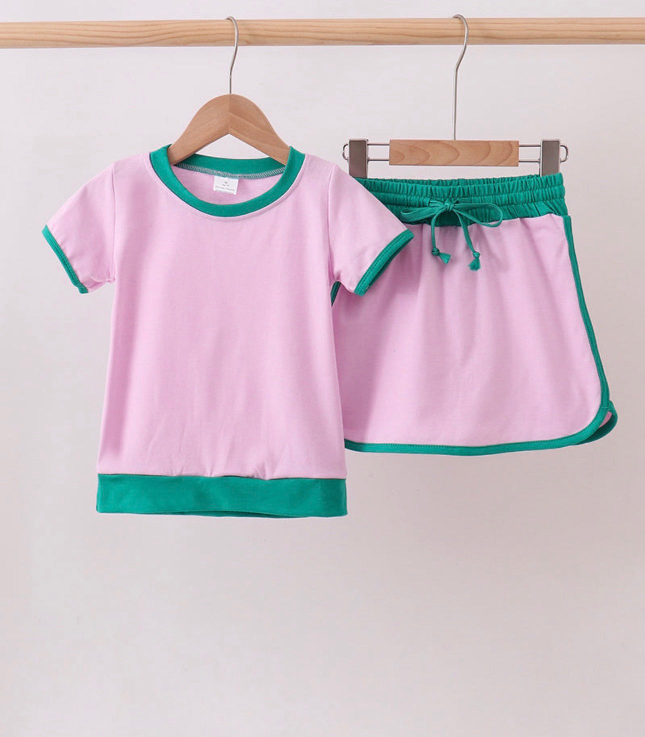 Pink Color Block Ringer Skort Set