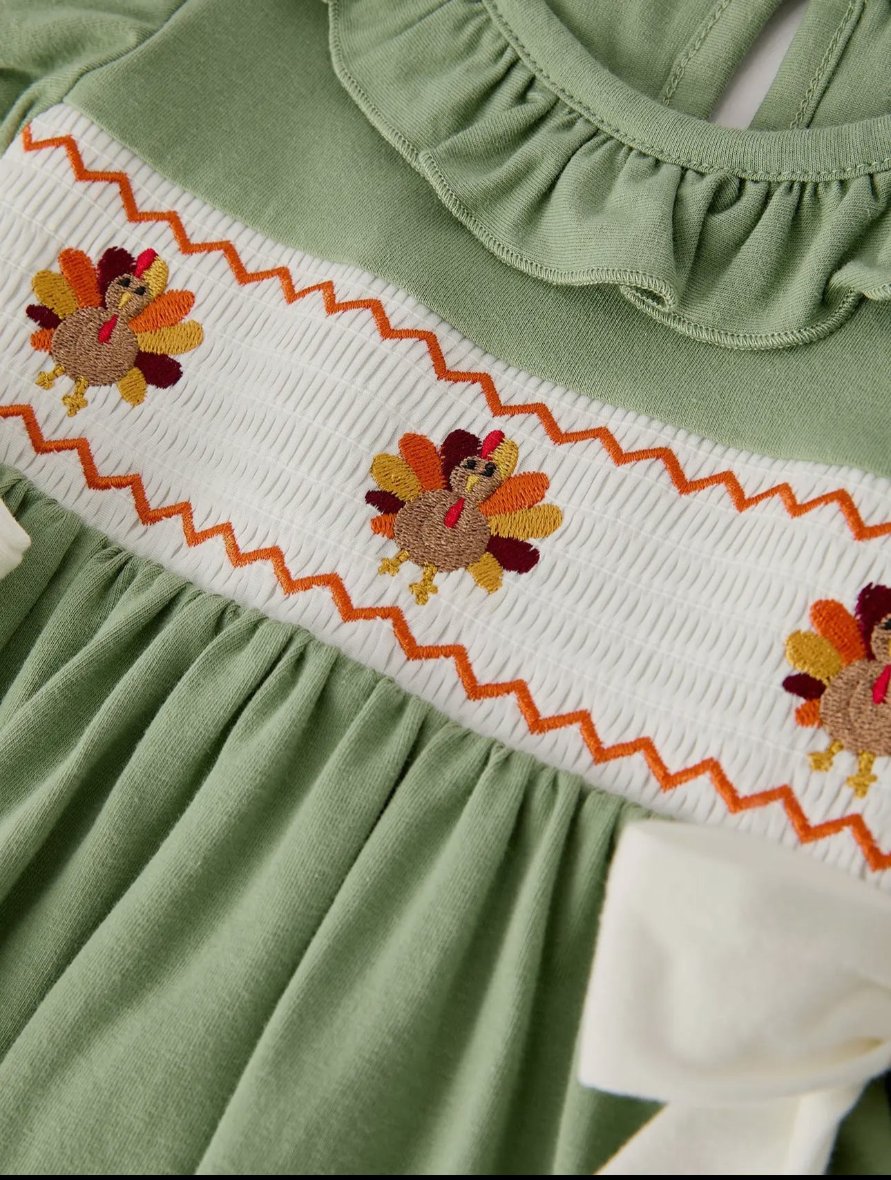 Thanksgiving Turkey Smocked Embroidered Dress