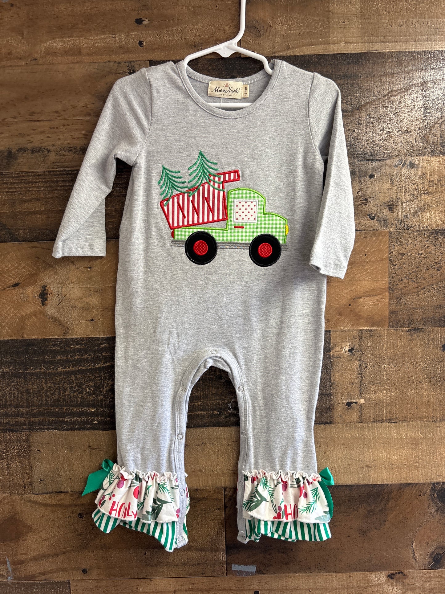 Girls Christmas Train Romper