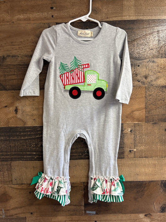 Girls Christmas Train Romper