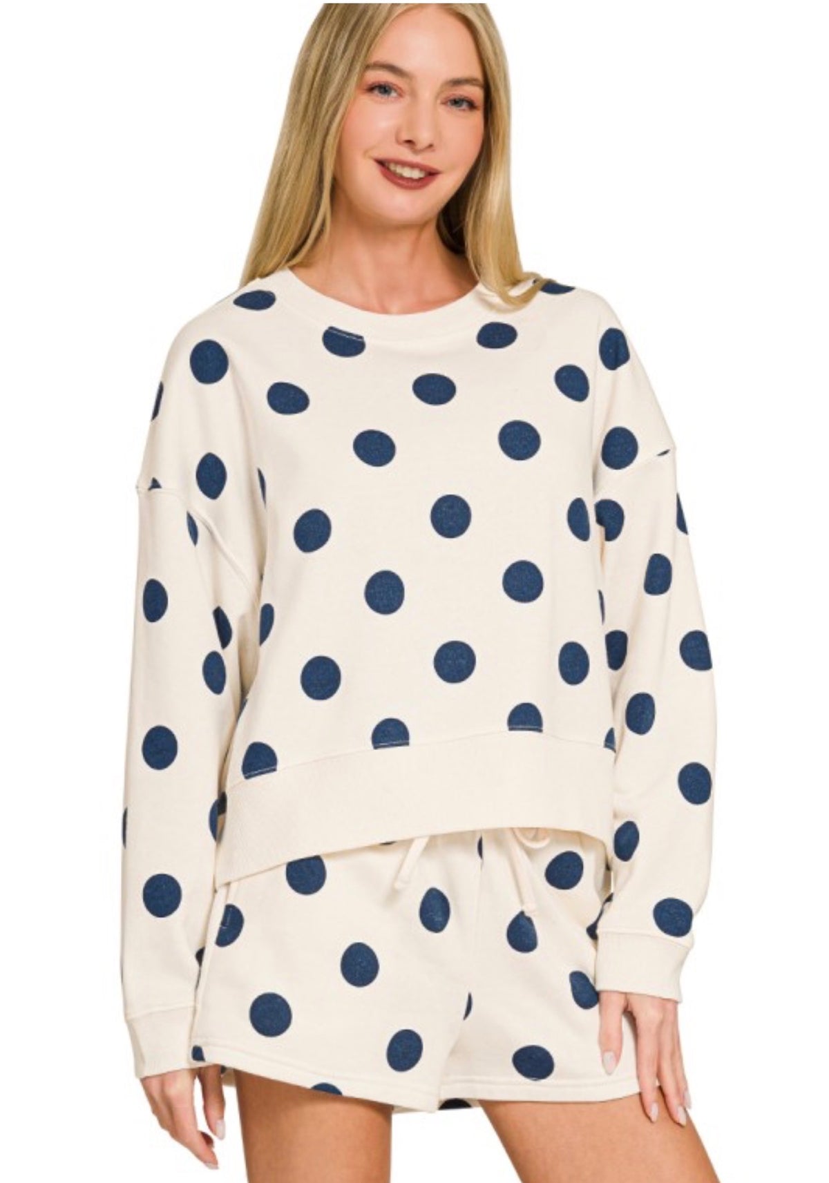 Zenana Fleece Polka Dot Short Set