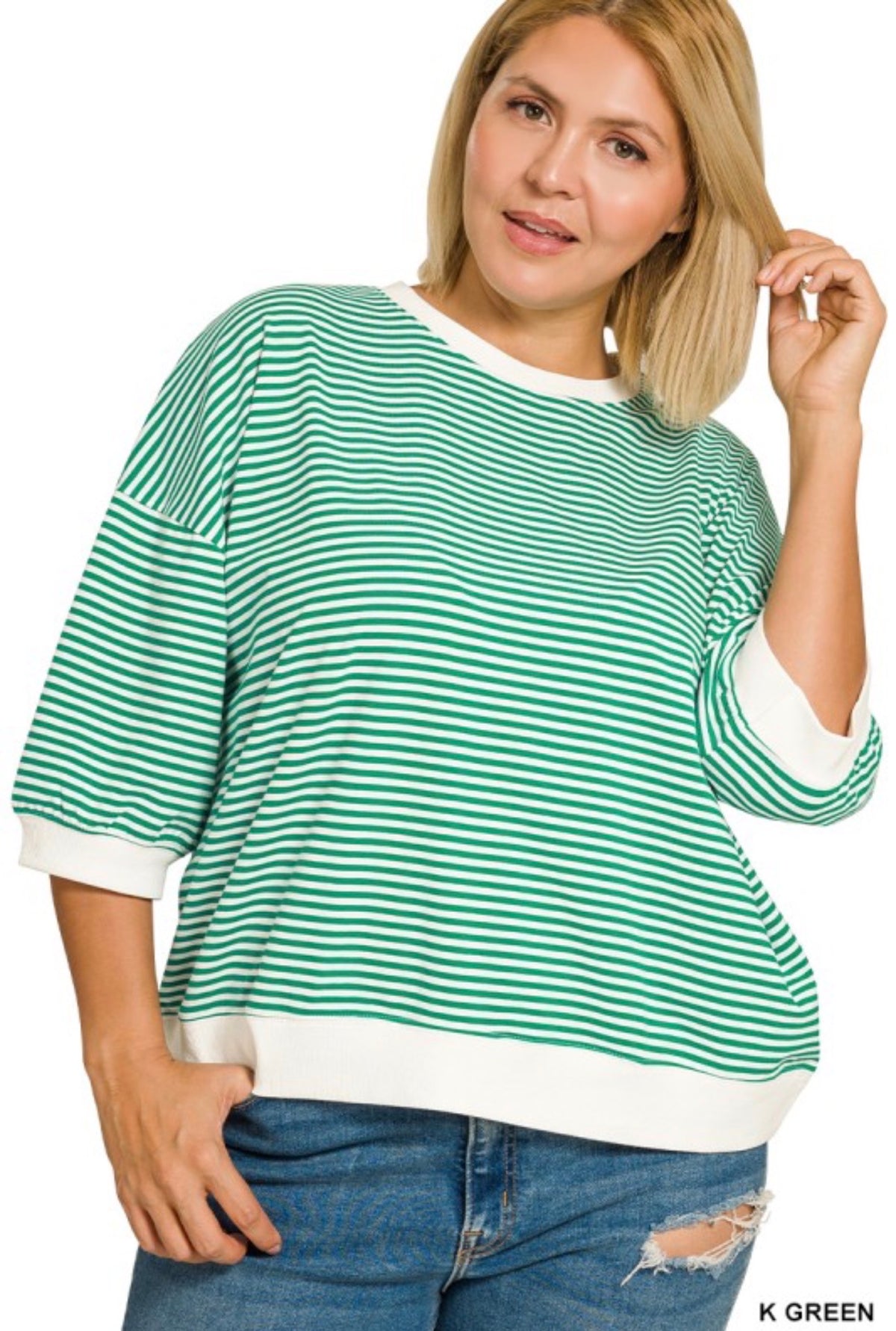 Zenana Striped Contrast Trim Banded Top