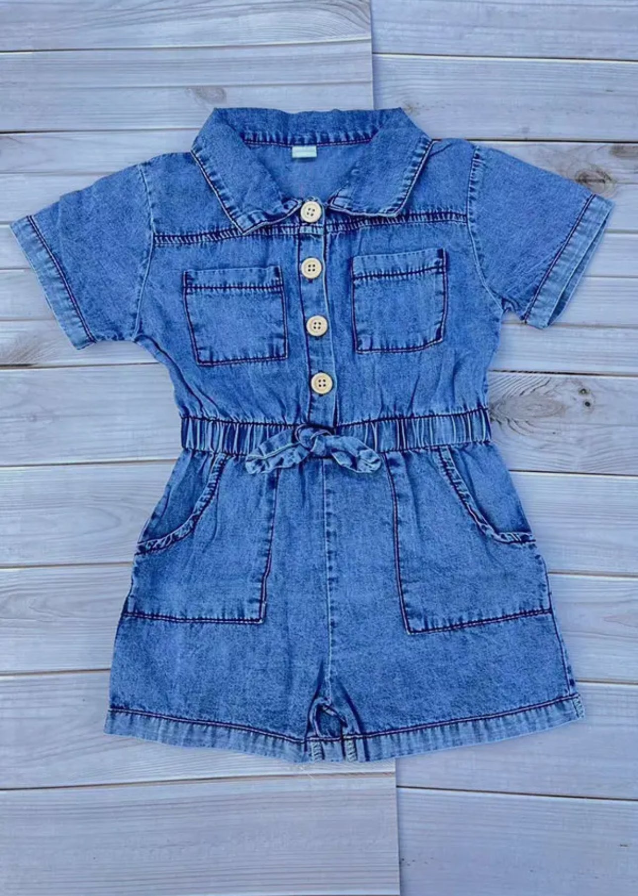 One Piece Soft Denim Toddler Jumpsuit