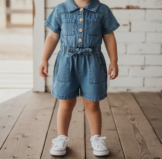 One Piece Soft Denim Toddler Jumpsuit