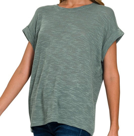 Zenana Rolled Up Sleeve Tee