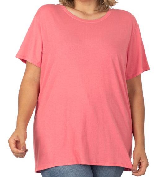 Zenana Plus Boyfriend Round Neck Tee