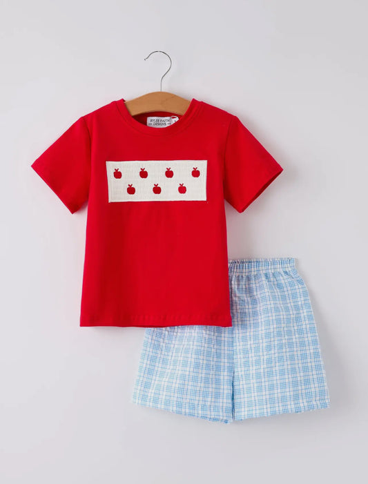 Apple Smocked Embroidered Boys Set