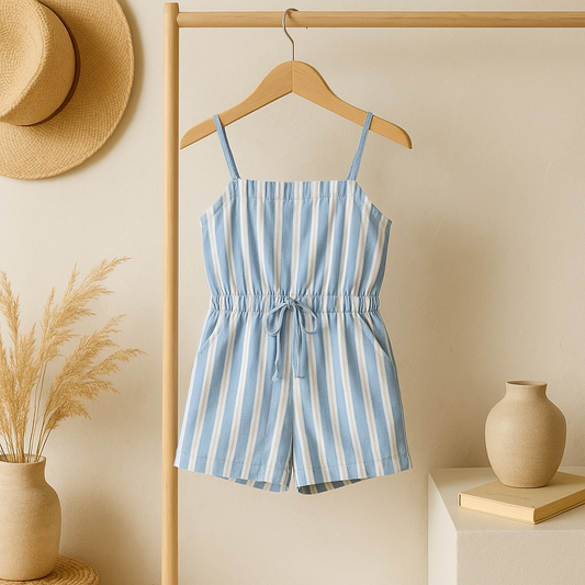 Girls striped tank romper